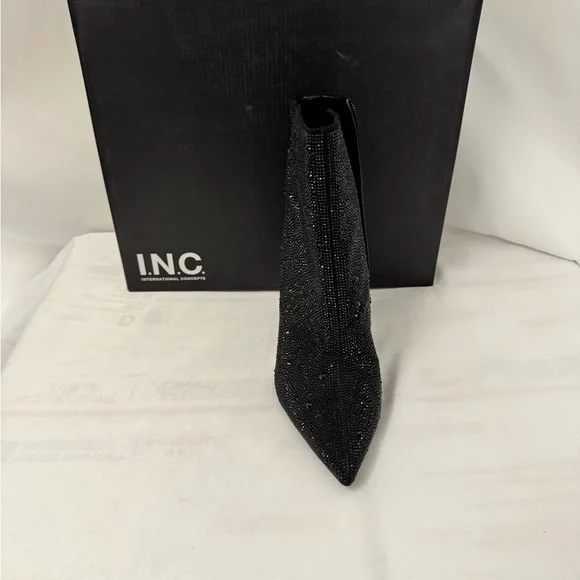 INC International Concepts Black Glitter Heeled Boots‎ - Picture 7 of 7